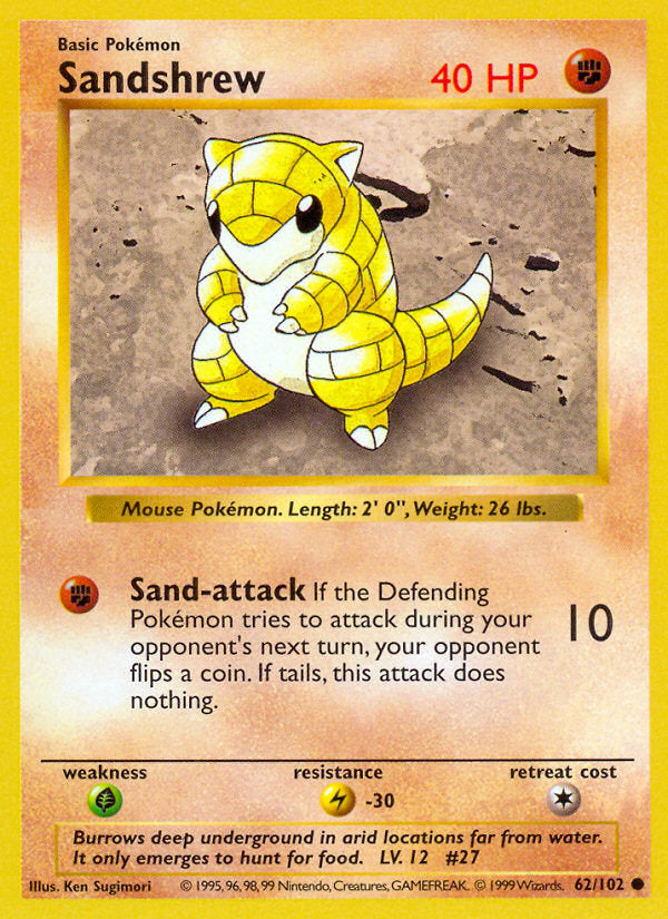 Base set Sandshrew #62/102 shadowless